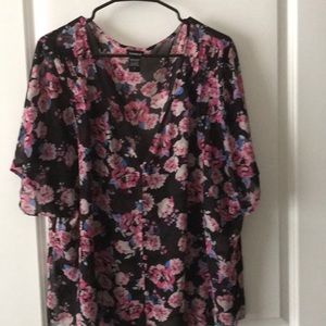 Flowered Sheer Blouse